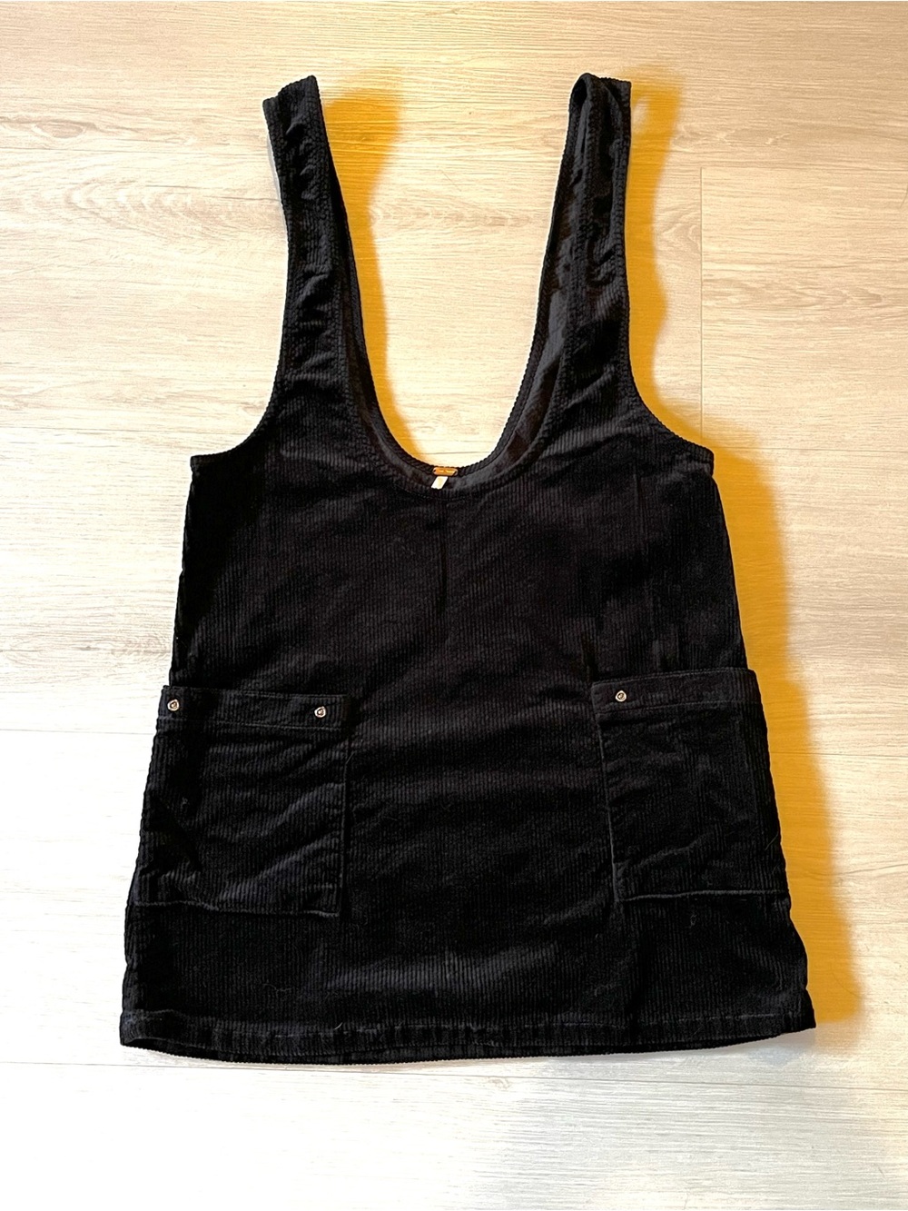 Free People Women's Black Corduroy Devoted To You Jumper Mini Dress Size 2